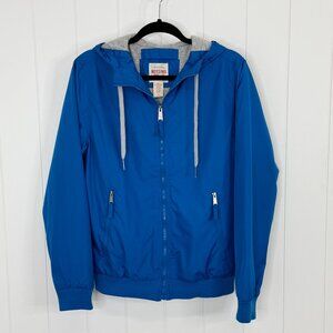 Mossimo Mens SMALL Royal Blue Hooded Lined Windbreaker Full Zip Jacket Retro SM